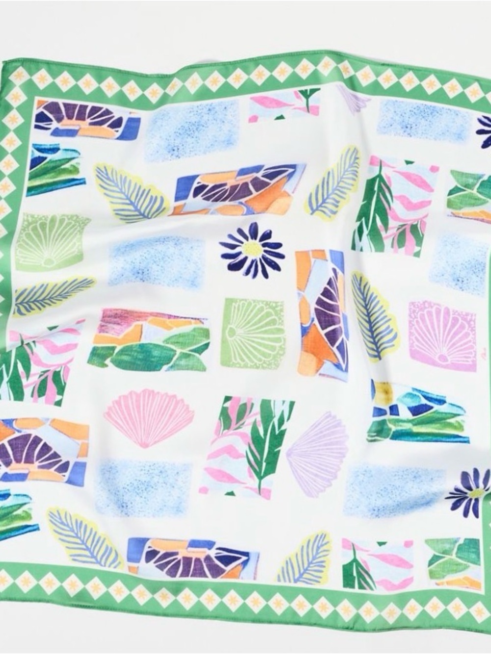 NWT Anthropologie White Scarf with Green, Pink, Purple, Blue, Orange Accents